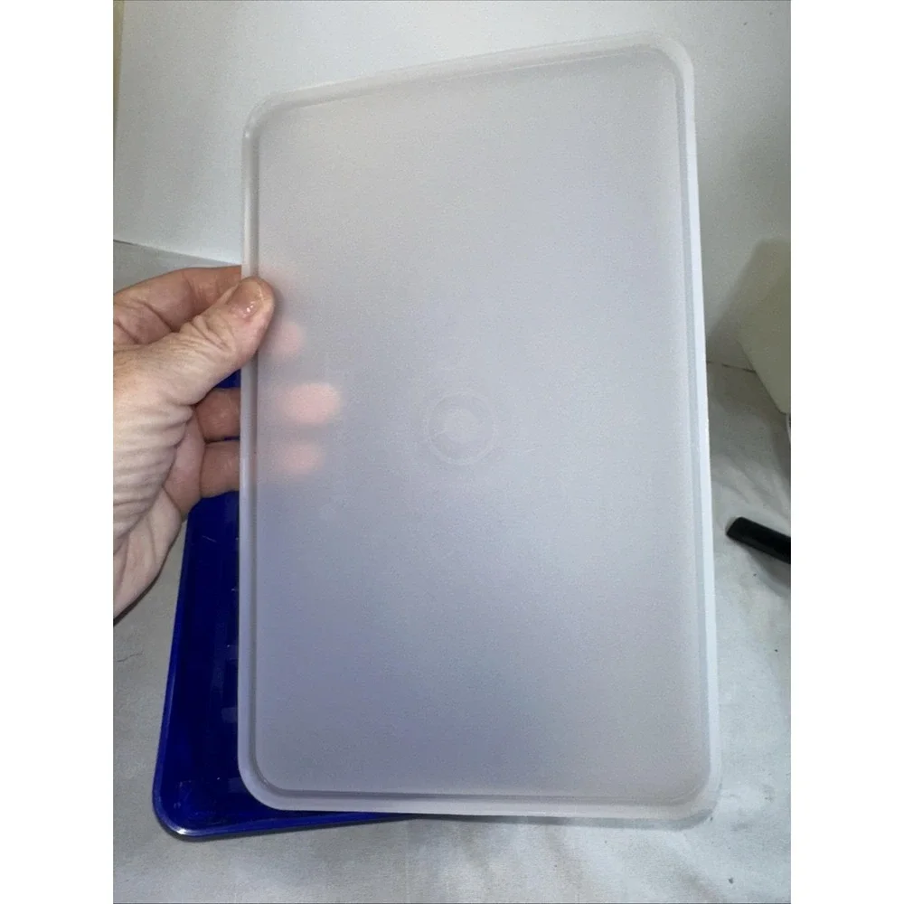 Vintage Tupperware 1292 Blue Bacon Meat Keeper w/ Lid NOS New Old Stock Unused